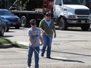 Our travel instructors teach VRCBVI students how to safely cross a variety of intersections